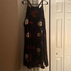 Black floral midi dress